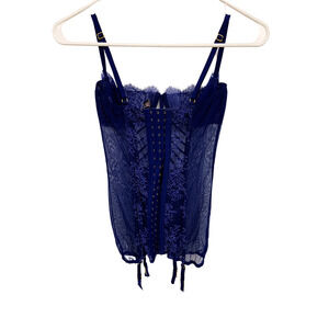 Victoria’s Secret Sexy Vintage Blue Laced Garter Bustier Lingerie 34B